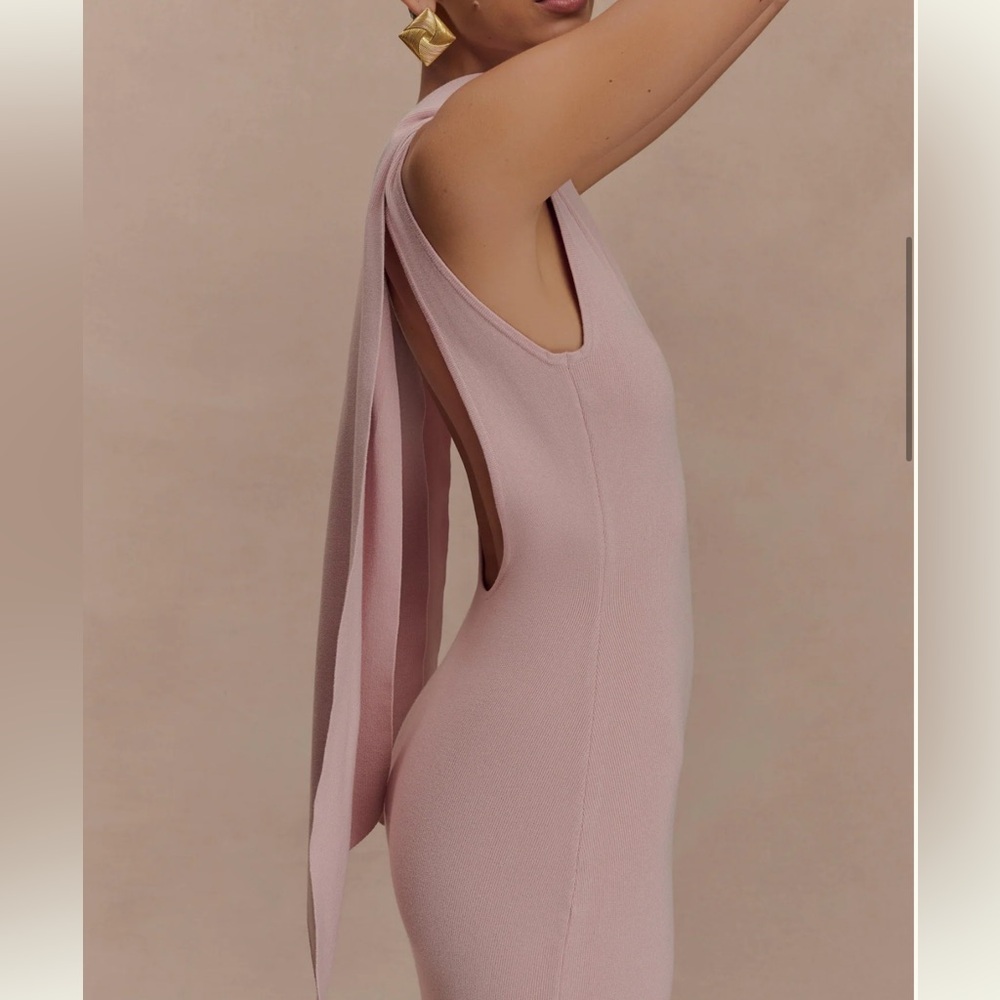 Meshki Blush Pink High Neck Maxi Dress - Picture 3 of 3